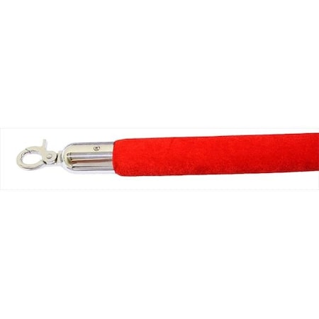 Vic Crowd Control Inc VIP Crowd Control 1659 96 in. Velour Rope with Mirror Closable Hook - Red 1659
